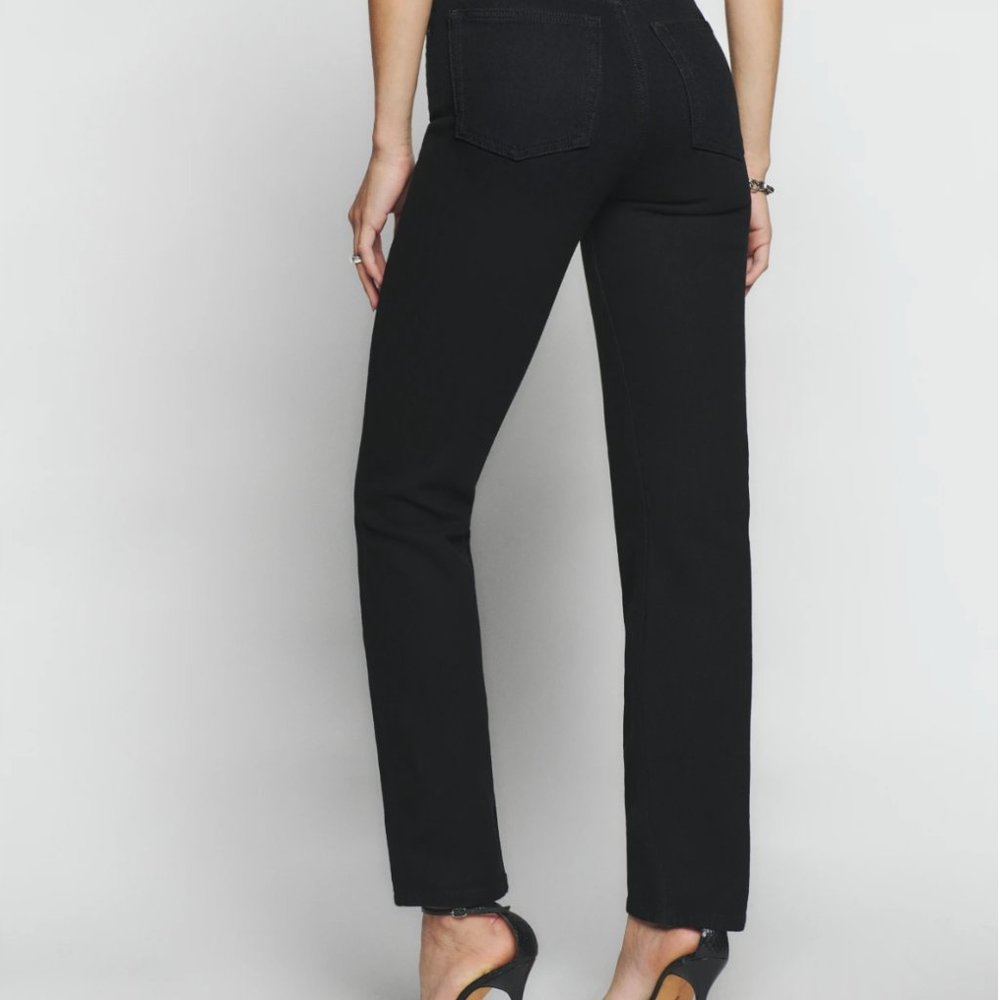 Reformation Liza Ultra High Rise Straight Leg Black Jeans size 30